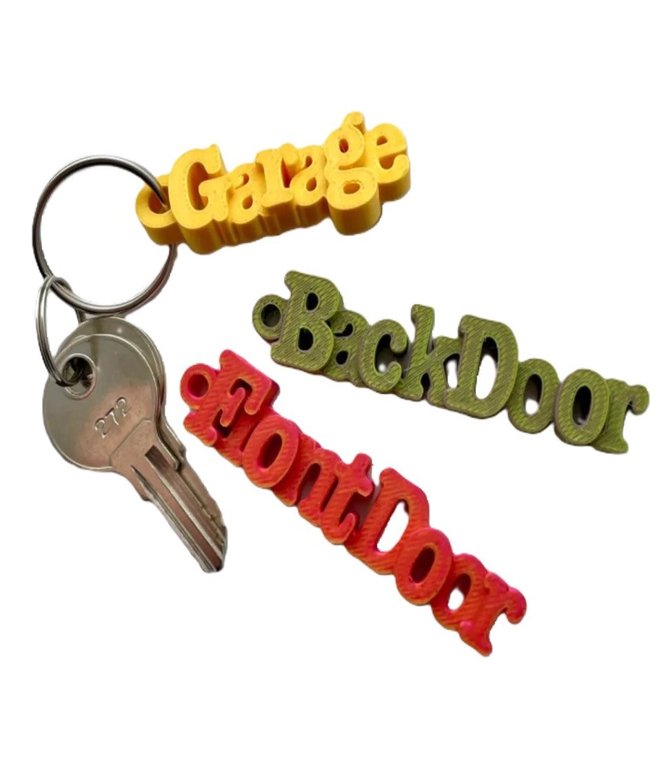 Household Word Keychains - Plastic Keychain Set for Front Door, Back Door, Garage