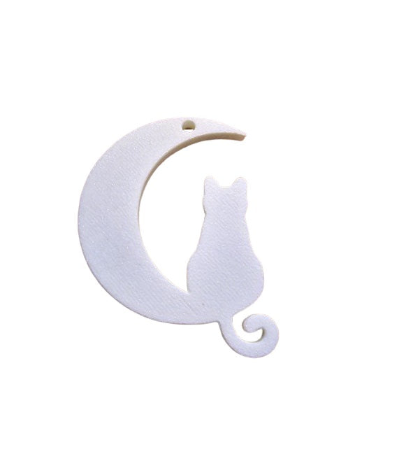 Moon Cat Earrings - Halloween Plastic Earrings with Cat on Crescent Moon