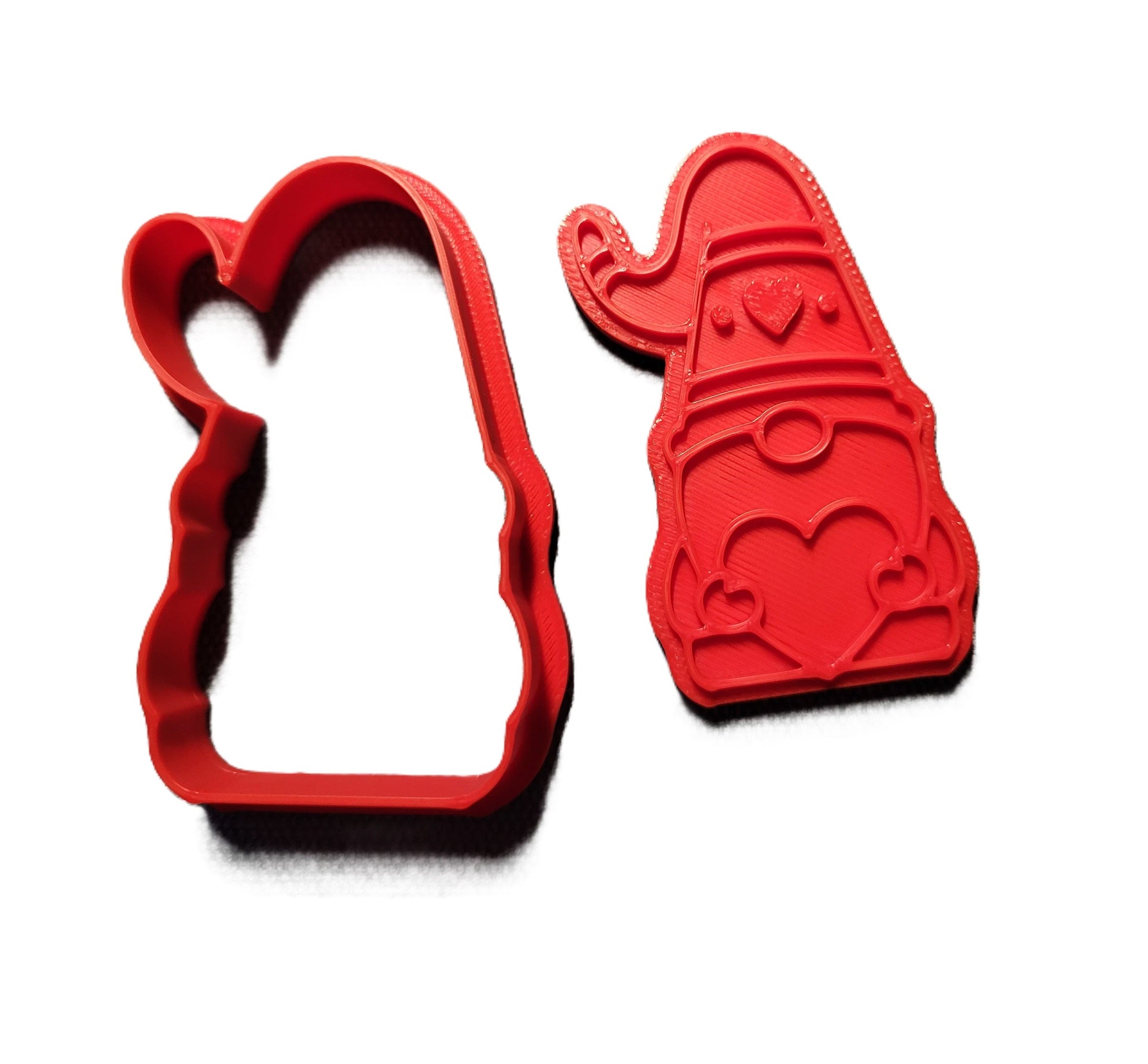 Valentine's Day Gnome Cookie Cutter & Stamp - Plastic | Cute Gnome With Heart Cookie Cutter