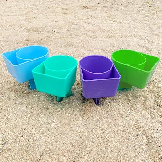 Beach Cup Holder Coaster - Plastic Drink & Mobile Holder for Beach and Outdoors