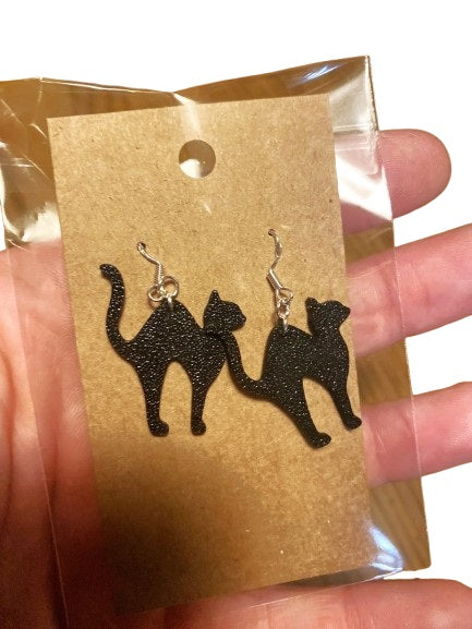 Witchy Cat Earrings - Magical Spooky Halloween Plastic Cat Earrings