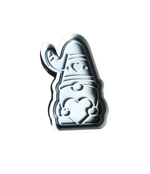Valentine's Day Gnome Cookie Cutter & Stamp - Plastic | Cute Gnome With Heart Cookie Cutter