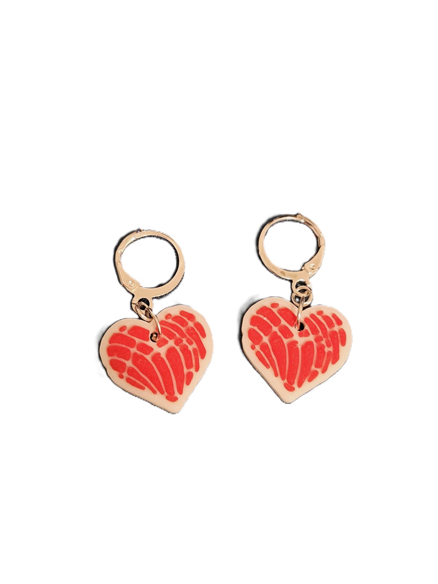 Plastic Heart-Shaped Concha Earrings – Sweet Jewelry Inspired by Pan Dulce