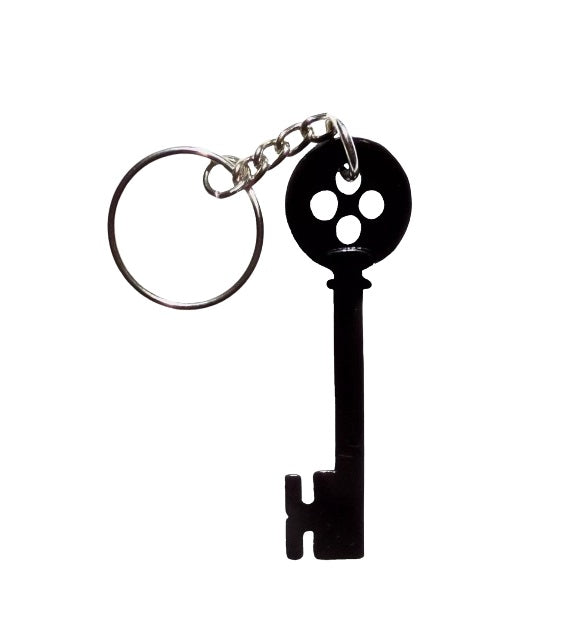 Coraline Key Shaped Keychain – Spooky Halloween Plastic Keychain for Bag pack