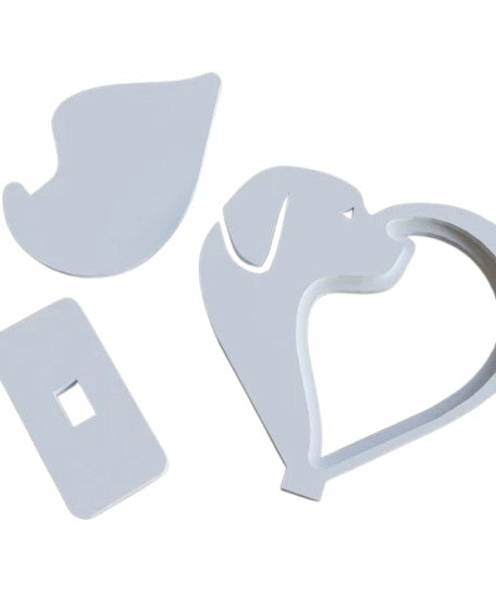 Dog Heart Shaped Photo Frame – Adorable Pet Picture Holder for Dog Lover - White