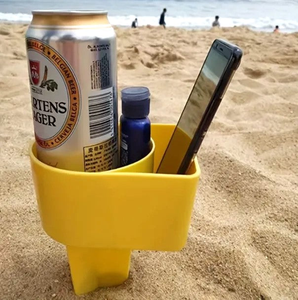 Beach Cup Holder Coaster - Plastic Drink & Mobile Holder for Beach and Outdoors