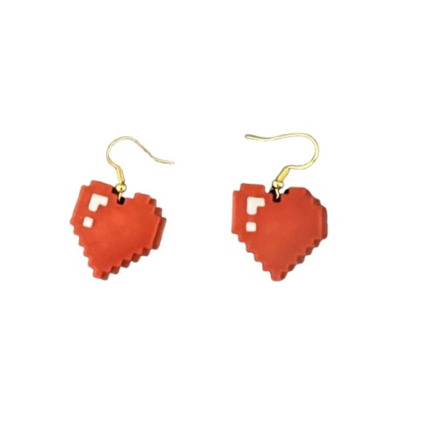 Pixel Heart Earrings - Plastic | Valentine's Day Earrings