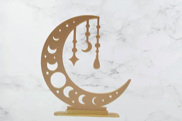 Ramadan Crescent Moon Stand – Elegant Table Decor for Ramadan & Eid