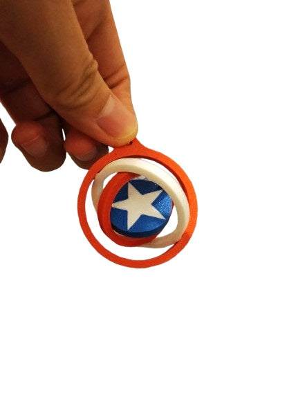 Captain America Shield Gyroscopic Fidget Keyring – Plastic Fidget Toy for Stress Relief