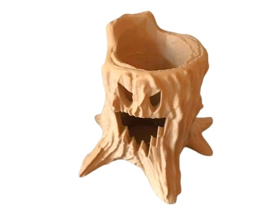 Halloween Tree Stump - Spooky Face LED Candle Tree Stump for Halloween