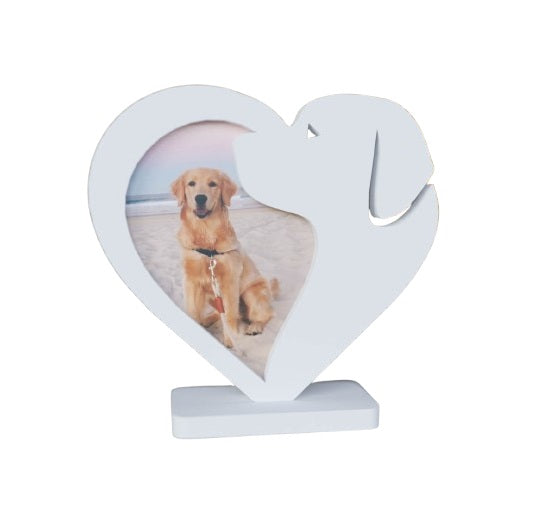 Dog Heart Shaped Photo Frame – Adorable Pet Picture Holder for Dog Lover - White