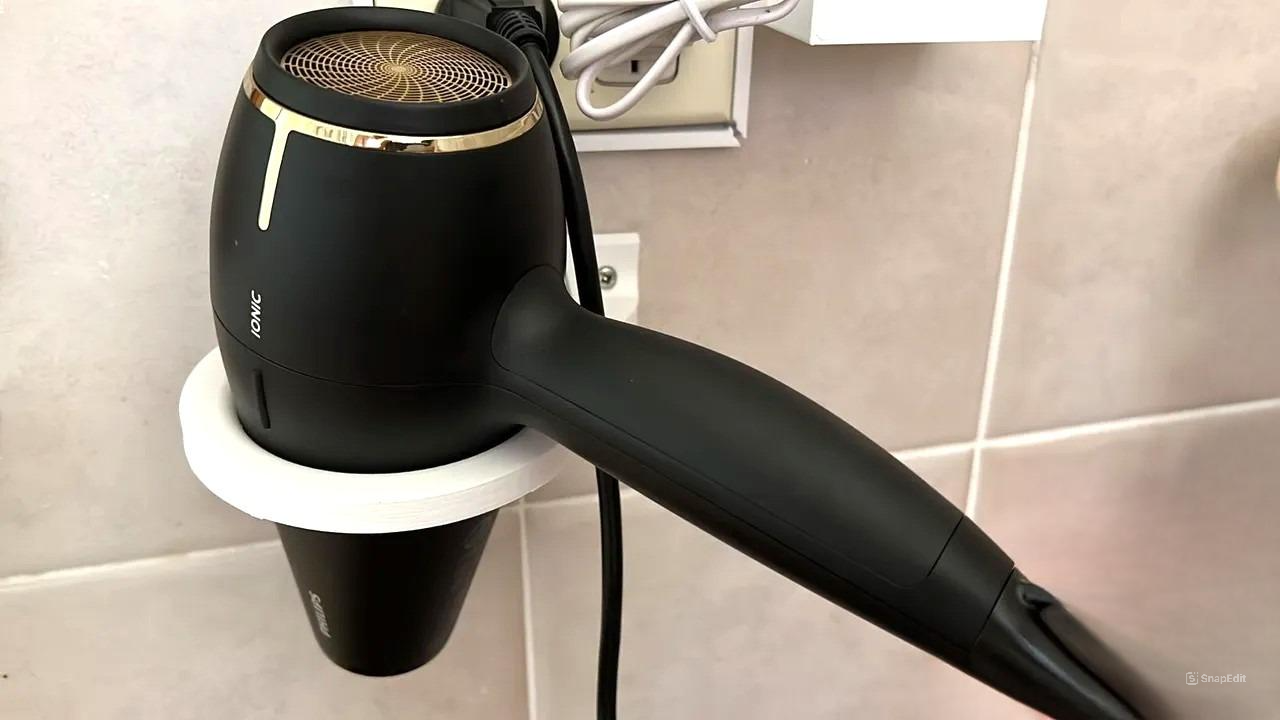 Hairdryer Holder - Wall-Mounted Storage Solution (Plastic) - Sleek Organizer for Bathroom