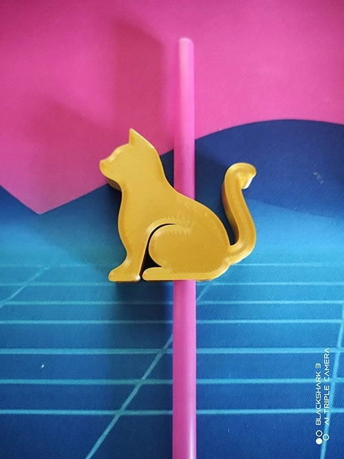 Sitting cat straw topper - 2 pcs Straw Topper Cap Cat - Random Colors