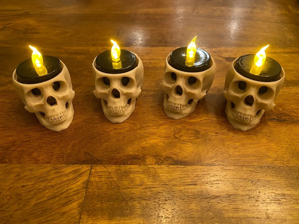 Skull Candle Tealight Holder - Halloween Spooky Skull (Tea Lights not included)