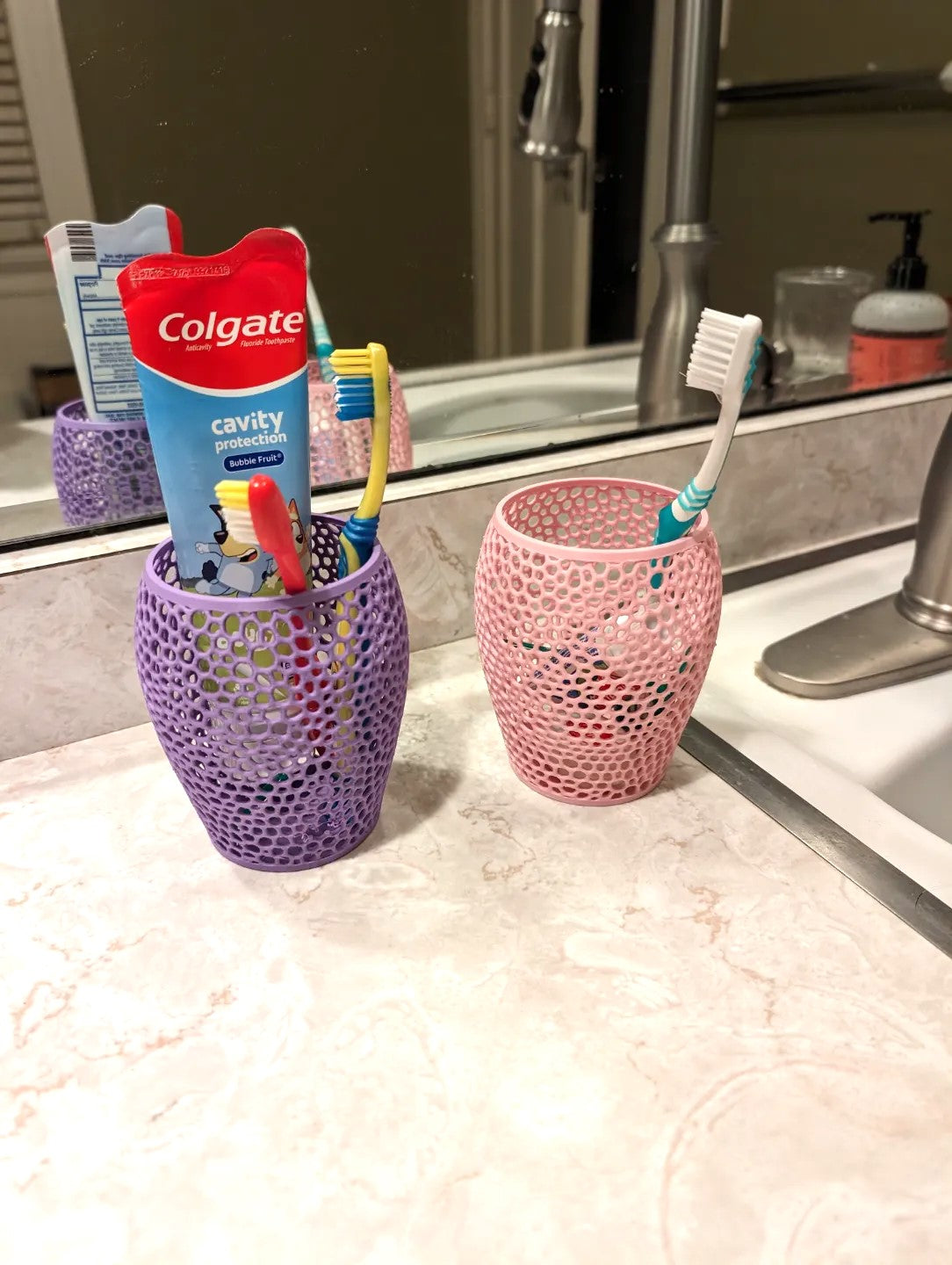 Toothbrush Holder Vornoi Plastic Cups - Reusable Dishwasher Safe Organizer