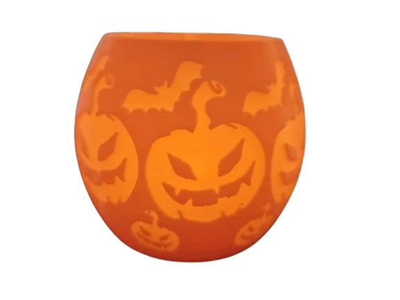 Tealight Halloween Pumpkin Cup-Festive Plastic Candle Holder for Halloween Decor