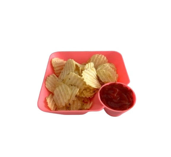 Snack Holder Tray with Bowl for Ketchup and Sauce - Convenient Snack Tray