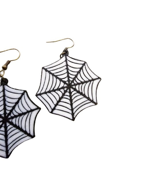 Spider Web Earrings - Spooky Plastic Earrings for Halloween