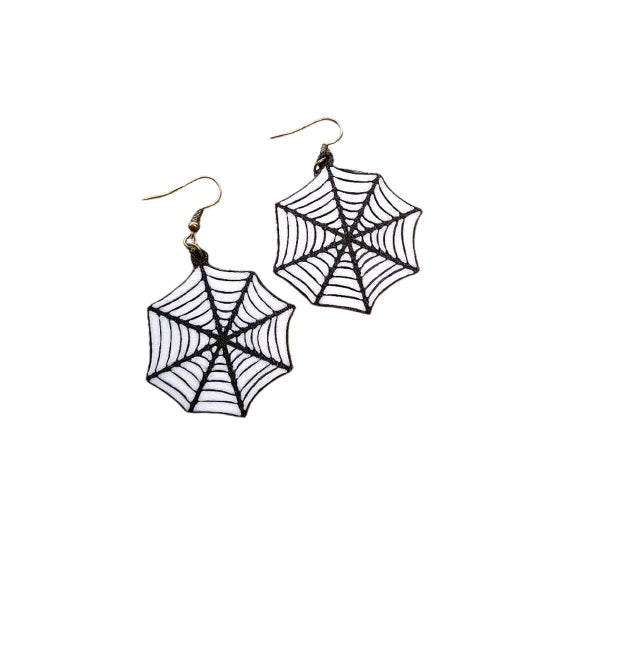 Spider Web Earrings - Spooky Plastic Earrings for Halloween