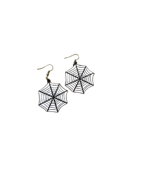 Spider Web Earrings - Spooky Plastic Earrings for Halloween