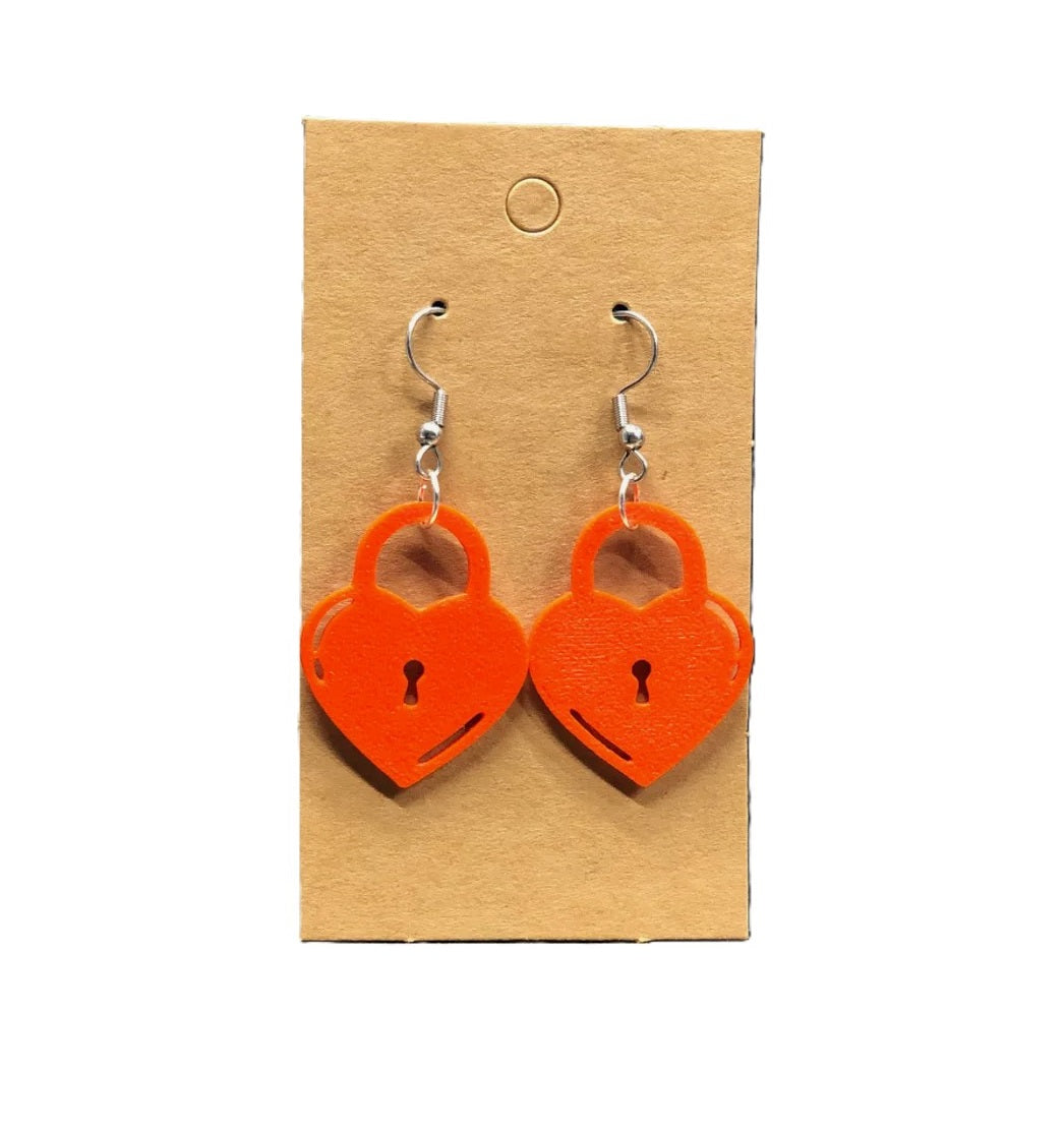 Heart Lock Earrings - Plastic | Heart Earrings for Valentine's Day