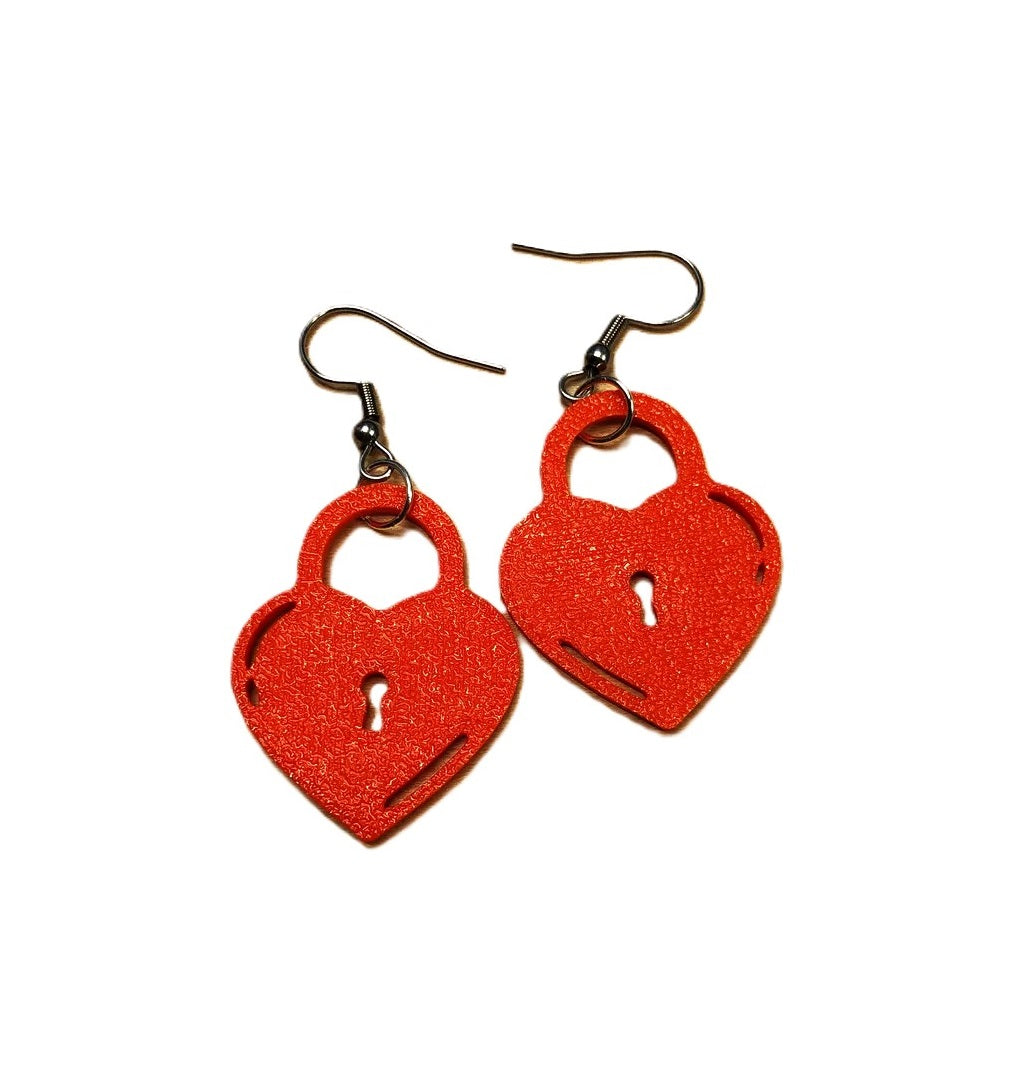 Heart Lock Earrings - Plastic | Heart Earrings for Valentine's Day