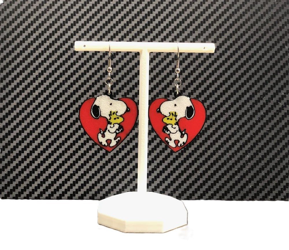 Snoopy Heart Valentine's Earrings - Plastic | Cute Valentine's Day Earrings Gift