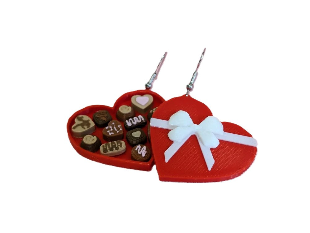 Valentine's Box of Chocolates Earrings – Heart-Shaped Box Earrings