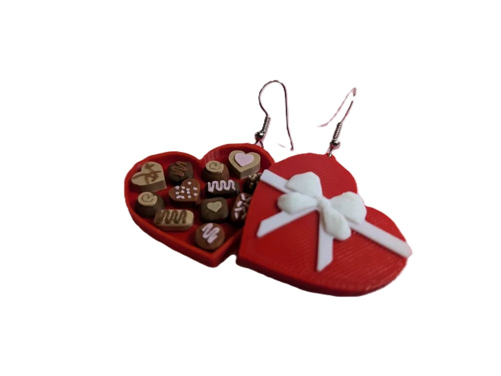 Valentine's Box of Chocolates Earrings – Heart-Shaped Box Earrings