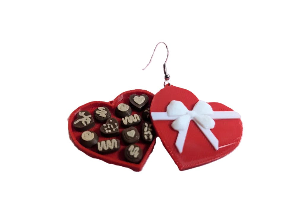 Valentine's Box of Chocolates Earrings – Heart-Shaped Box Earrings
