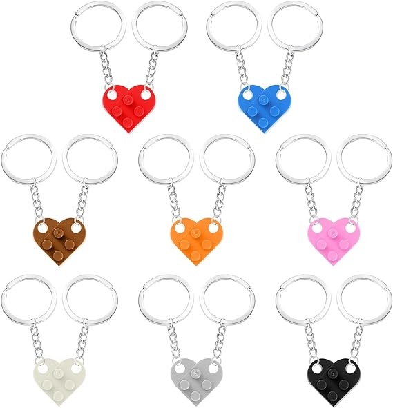 Lego brick heart keyring -3 Pcs Love Heart Keyring Small Brick Heart Keychain