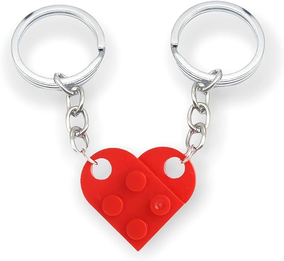 Lego brick heart keyring -3 Pcs Love Heart Keyring Small Brick Heart Keychain