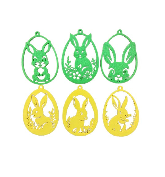 6 Pcs Easter Bunny Egg Ornaments – Adorable Decorations for Your Easter Decor