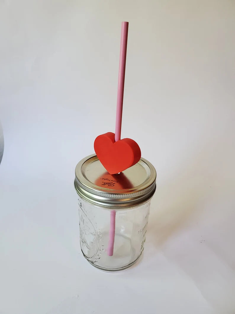 Heart Straw Topper 4 PCS Straw Charm, Heart Shaped Straw Buddy, Gift