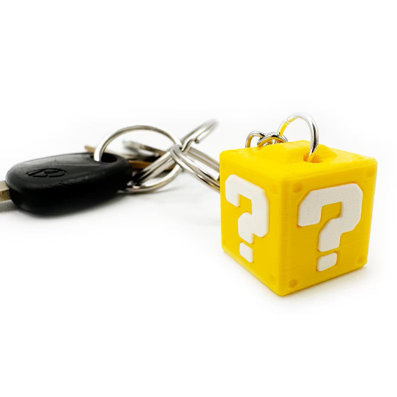 Super Mario Question Mark Block Plastic Keychain - Iconic Gaming Accessory