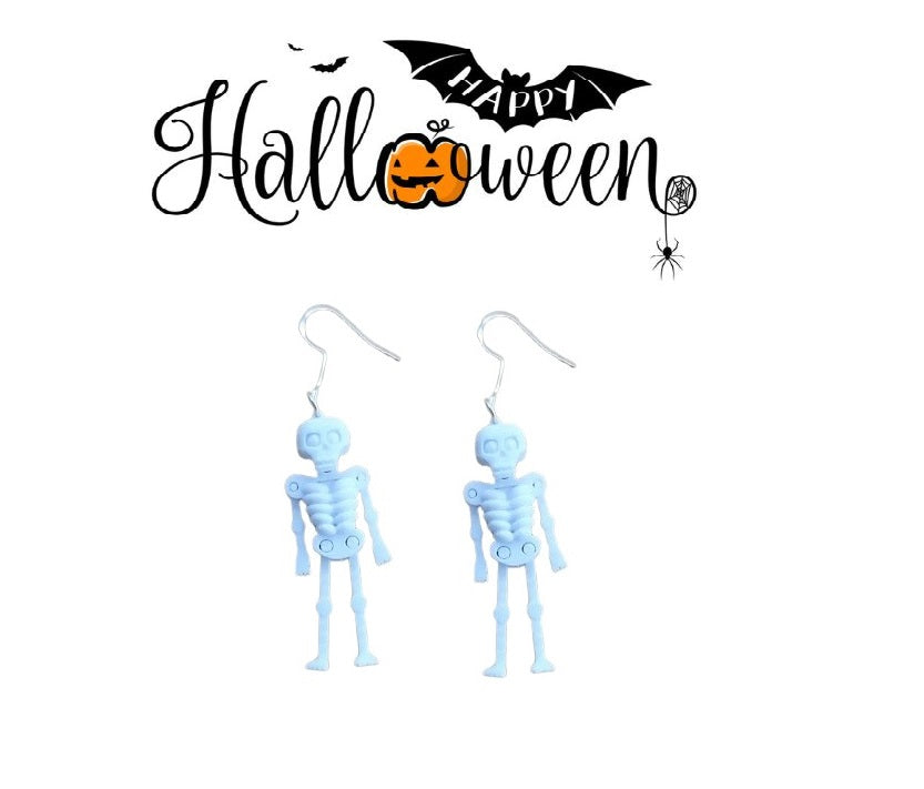 Skeleton Earrings - Spooky Plastic Skeleton Design for Halloween