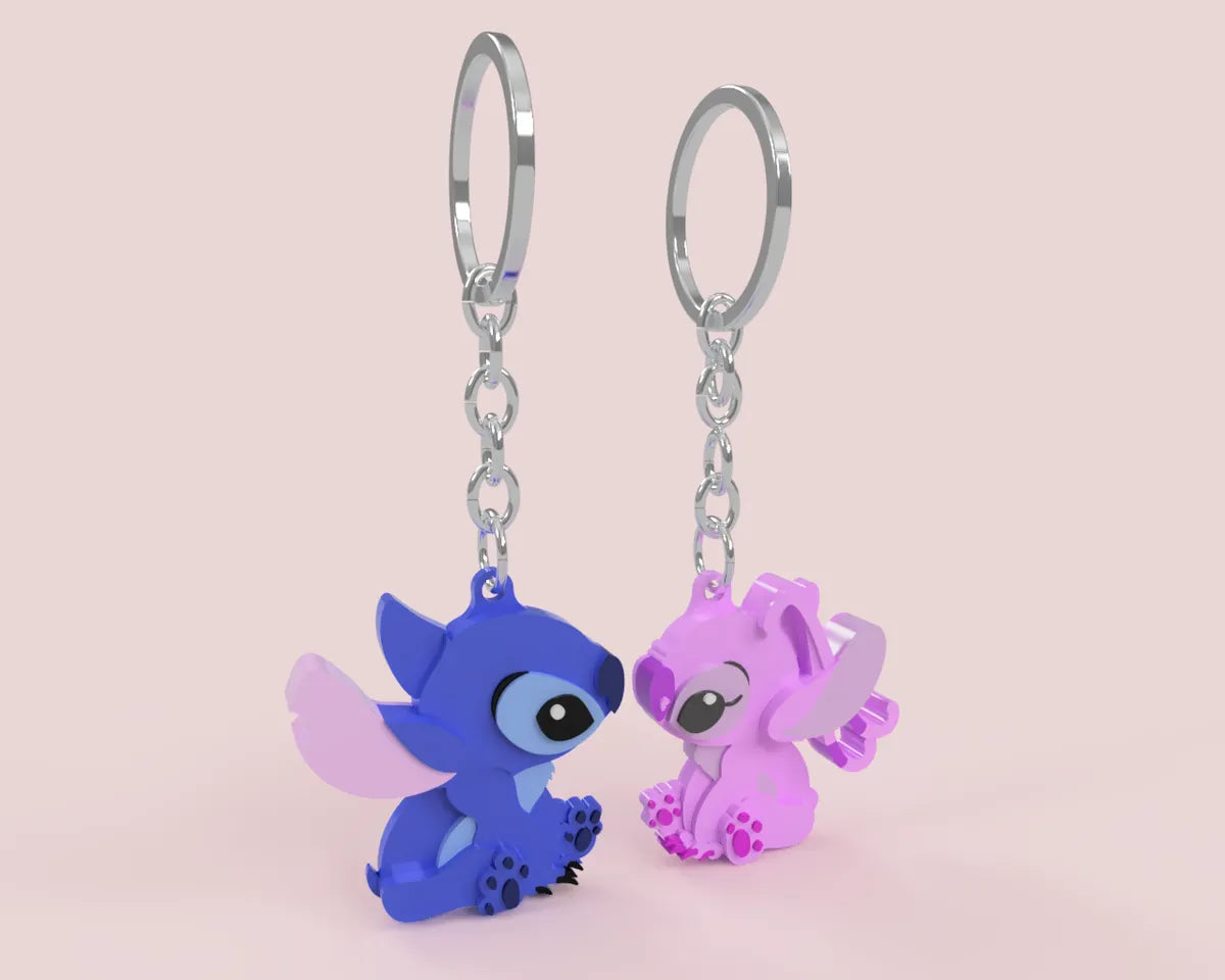 Stitch and Angel keychain - Couple Keychain Amazing Gift for Couples